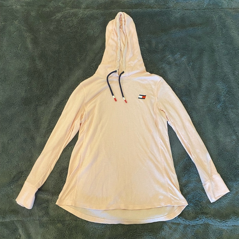 Pink Tommy Hilfiger Sport hooded waffle long sleeve.
